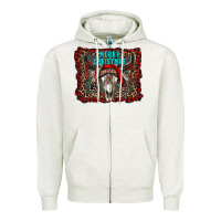 Oatmeal Heather merry christmas bull skull Zipper Hoodie - RanaPortraitStore