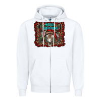 White merry christmas bull skull Zipper Hoodie - RanaPortraitStore