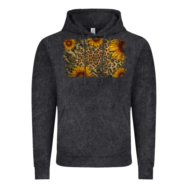 Camouflage Leopard Sunflower Background Vintage Hoodie by Jasminsmagicworld | Teevron