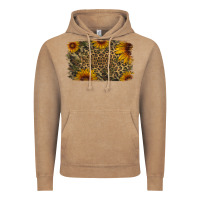 Vintage Coffee Camouflage Leopard Sunflower Background Vintage Hoodie - Jasminsmagicworld
