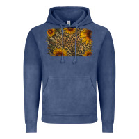 Vintage Denim Camouflage Leopard Sunflower Background Vintage Hoodie - Jasminsmagicworld