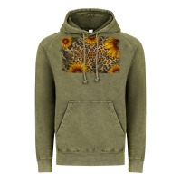 Vintage Olive Camouflage Leopard Sunflower Background Vintage Hoodie - Jasminsmagicworld