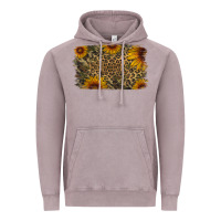 Vintage Zinc Camouflage Leopard Sunflower Background Vintage Hoodie - Jasminsmagicworld