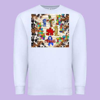 Faith Puzzle Ribbon Tumbler Premium Sweatshirt Designed By Tumblerdesignbyshophia