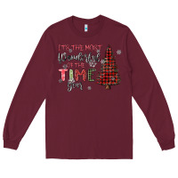 Burgundy its the most wonderful time of the year Long Sleeve Tee - MaliasSmallBusiness