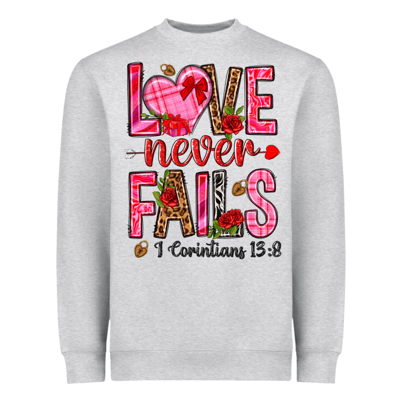 Love Never Fails I Corintians 13 8 Heavyweight Sweatshirt by NancyCooperArtShop | Teevron