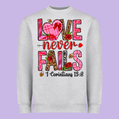 Love Never Fails I Corintians 13 8 Heavyweight Sweatshirt Designed By Nancycooperartshop