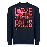 Navy love never fails i corintians 13 8 Heavyweight Sweatshirt - NancyCooperArtShop