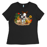 Black Fall baby cow Ladies Tee - RanaPortraitStore