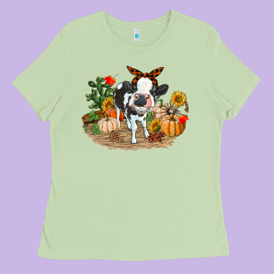 Fall Baby Cow Ladies Tee Designed By Ranaportraitstore