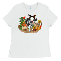 White Fall baby cow Ladies Tee - RanaPortraitStore