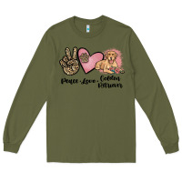 Army Green peace love golden retriever Long Sleeve Tee - JahusDesignShop