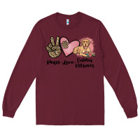 Burgundy peace love golden retriever Long Sleeve Tee - JahusDesignShop