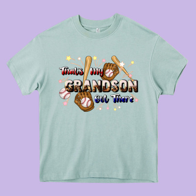 That's My Grandson Out There Baseball Heavy Core Tee Designed By Jahusdesignshop