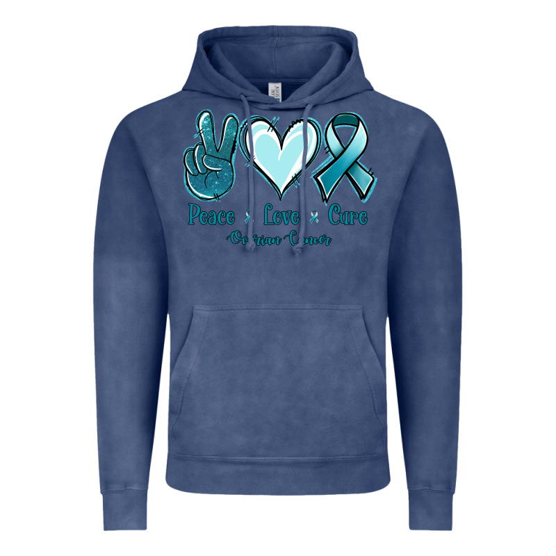 Peace Love Cure Ovarian Cancer Vintage Hoodie by Jasminsmagicworld | Teevron