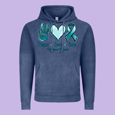 Peace Love Cure Ovarian Cancer Vintage Hoodie Designed By Jasminsmagicworld