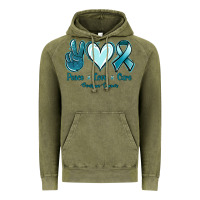 Vintage Olive Peace Love Cure Ovarian Cancer Vintage Hoodie - Jasminsmagicworld