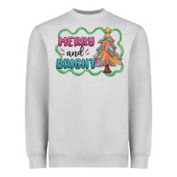 Heather Grey merry and bright christmas tree Heavyweight Sweatshirt - MaliasSmallBusiness