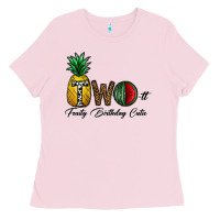 Bubblegum Pink two fruity birthday cutie Ladies Tee - CowhideDigitalArt