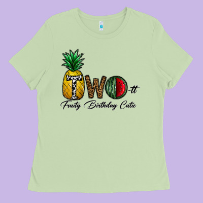 Two Fruity Birthday Cutie Ladies Tee Designed By Cowhidedigitalart