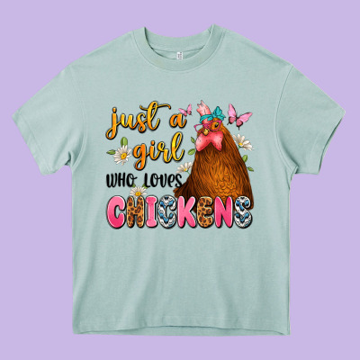 Just A Girl Who Loves Chickens Heavy Core Tee Designed By Jahusdesignshop