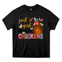 Black just a girl who loves chickens Heavy Core Tee - JahusDesignShop