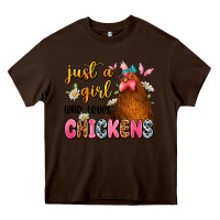Chocolate Brown just a girl who loves chickens Heavy Core Tee - JahusDesignShop