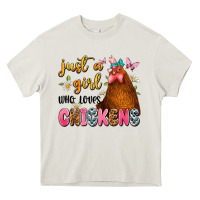 Cream just a girl who loves chickens Heavy Core Tee - JahusDesignShop