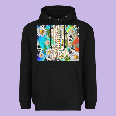 Human With Daisies Heavyweight Hoodie Designed By Tumblerdesignbyshophia