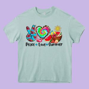 Peace Love  Summer Heavy Core Tee Designed By Adodesignshop