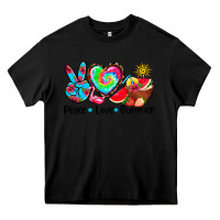 Black peace love  summer Heavy Core Tee - AdoDesignShop