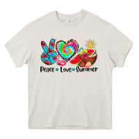 Cream peace love  summer Heavy Core Tee - AdoDesignShop