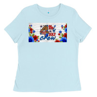 Baby Blue floral 4th of july crew license plate Ladies Tee - HRA Design Shop