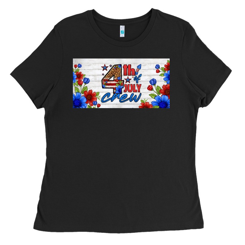 Floral 4th Of July Crew License Plate Ladies Tee by HRA Design Shop | Teevron