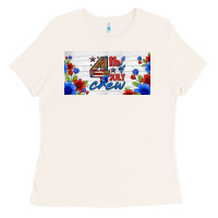 Bone floral 4th of july crew license plate Ladies Tee - HRA Design Shop