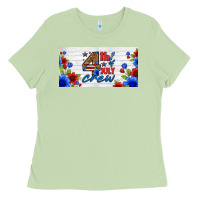 Matcha floral 4th of july crew license plate Ladies Tee - HRA Design Shop