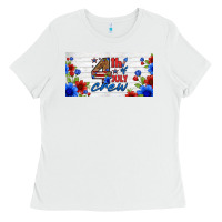 White floral 4th of july crew license plate Ladies Tee - HRA Design Shop
