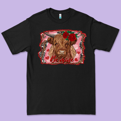 Be Mine Highland Cow Premium Tee Designed By Adodesignshop