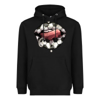 Black Soccer lips Heavyweight Hoodie - HowdyJamesFarm