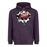 Plum Soccer lips Heavyweight Hoodie - HowdyJamesFarm