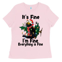 Bubblegum Pink It's Fine I'am Fine Everything Is Fine Ladies Tee - FaDigitalArtStudio