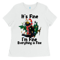 White It's Fine I'am Fine Everything Is Fine Ladies Tee - FaDigitalArtStudio