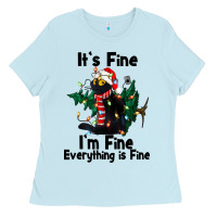 Baby Blue It's Fine I'am Fine Everything Is Fine Ladies Tee - FaDigitalArtStudio