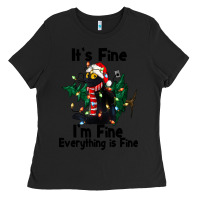 Black It's Fine I'am Fine Everything Is Fine Ladies Tee - FaDigitalArtStudio