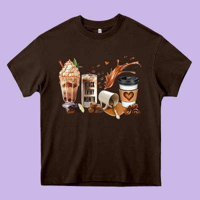 Black Every Month Melanin Coffee Cups Heavy Core Tee Designed By Jahusdesignshop
