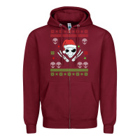 Burgundy alien ugly christmas Zipper Hoodie - Bettercallsaul