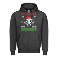 Charcoal Heather alien ugly christmas Zipper Hoodie - Bettercallsaul