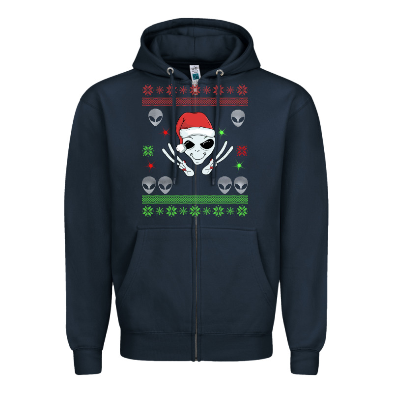 Alien Ugly Christmas Zipper Hoodie by Bettercallsaul | Teevron