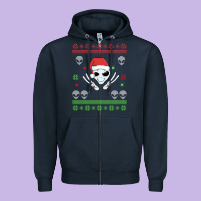 Alien Ugly Christmas Zipper Hoodie Designed By Bettercallsaul