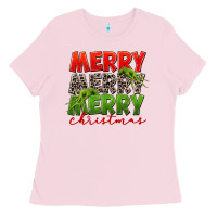 Bubblegum Pink Merry christmas Ladies Tee - FaDigitalArtStudio
